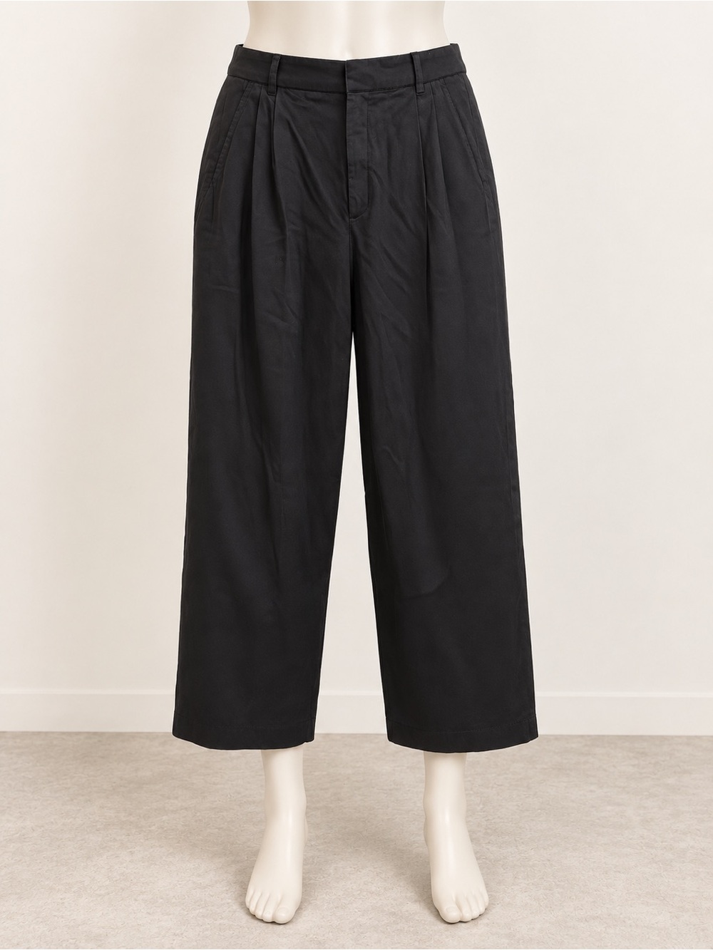 Banana Republic Black Wide-Leg Pleated Chinos